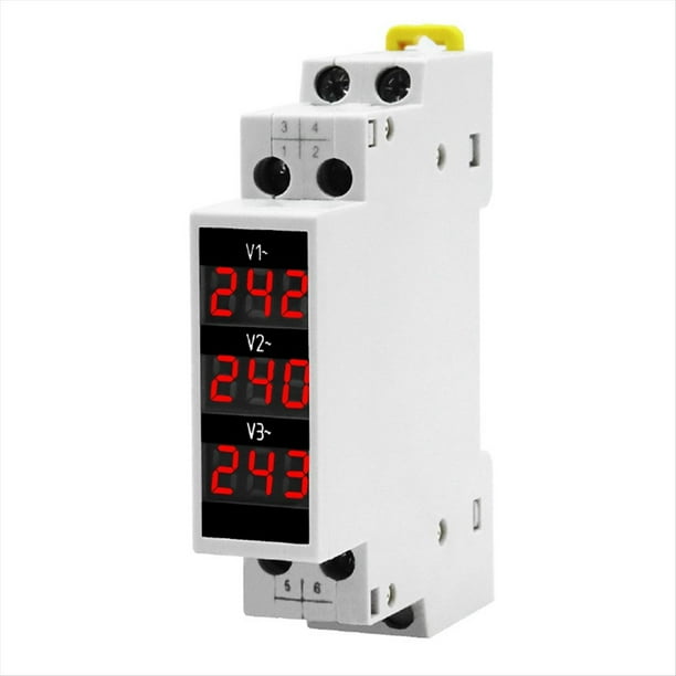Voltímetro Trifásico LED -, Minivoltímetro Digital, Medidor de Voltaje Modular, 80-500 V CA, Riel DIN, V1, V2, V3