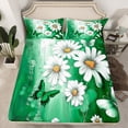 thumbnail image 2 of Homewish Chic Butterfly Bed Sheets,Rustic Flower Floral King Sheets,Green White Sheet Set For Girl Teens,Luxury Bedroom Decor,4 Pieces, 2 of 7