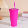 thumbnail image 1 of Assorted solid color reusable 710ml 24oz plastic cup cold cup coloured cup takeaway straw cup glasses with straw and lid, 1 of 5