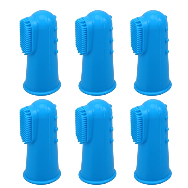 Cepillos de dientes de silicona para perros, 6 unidades, higiene dental, para perros pequeños y grandes, gatos y la mayoría de las mascotas (azul, 6 unidades)