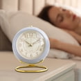 thumbnail image 5 of Metal Alarm Clock, Silent Quartz Clock With Luminous Dial, Creative Minimalist Design For Kids Students Bedroom Living Room, White, 5 of 5