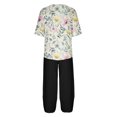 thumbnail image 5 of Nrmvnmi Women's Summer 2 Piece Outfits Casual Floral Prints Short Sleeve Pajama Tops Wide Leg Pants Lounge Sets Tracksuits Mothers Day Gifts, 5 of 5