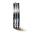 thumbnail image 3 of Edward Mirell Titanium Triple Groove Blue Anodized Ring, 3 of 8