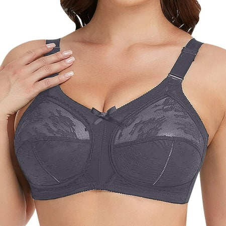 Gray 38 Women s Plus Size Bra Plus Size Sports Bra Minimiser Lace Full Coverage Womens Sports Bras Pack Firm Hold Non Padded Backless Bra Non Wired