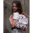 thumbnail image 3 of Disney 10.5" Multi Character Allover Print & Molded Metal Logo Charm Faux Leather Mini Backpack, Multicolor, 3 of 6