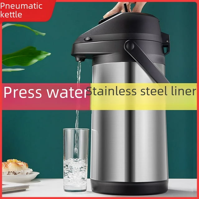 Home-Use High-Capacity Thermal Kettle with Stainless Steel Inner & Outer Shell, Push-Activated Seal, Compressive Insulation for 12-24 Hour Temperature Retention, Leak-Proof Pressure-Actuated Hot