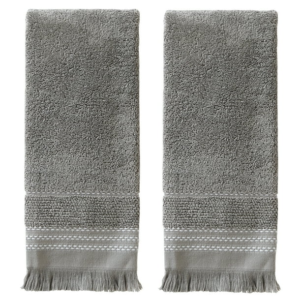 SKL Home 100 Turkish Cotton Jude Fringe Hand Towel (2Pack), Slate