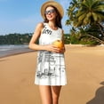 thumbnail image 3 of Balery Summer Vacation Scene With Camping Van Vestidos de verano para mujer con estampado: vestido holgado sin mangas, vestido playero informal y cómodo para días calurosos., 3 of 7