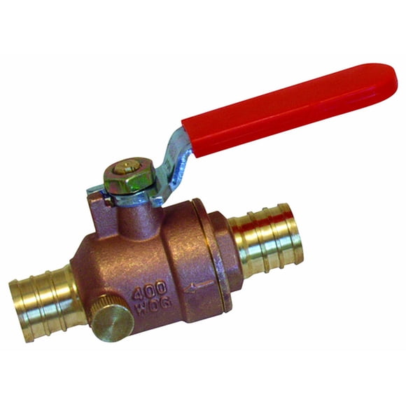 Watts PEX LFP-764 In-Line Full Port Ball Valve 3/4-Inch Barb x Barb w 1/4-Inch Drain Low-Lead, Brass