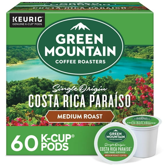 Green Mountain Coffee Roasters Costa Rica Paraiso, Keurig Single Serve K-Cup Pods, Medium Roast Coffee, 60 Count, (6 Packs Of 10).