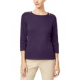 thumbnail image 1 of Suéter con cremallera en el hombro Karen Scott para mujer morado pequeño, 1 of 1