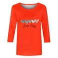 thumbnail image 5 of Penkiiy T-shirt de Mode pour Femmes de la Saint-Valentin Imprimé Manches 3/4 Blouse Col Rond Hauts Décontractés S Orange, 5 of 5