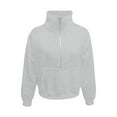 thumbnail image 4 of Girls Size 14 Clothes Girls' Fashion Girls Half Ziper Collar Cropped Hoodies Long Sleeve Zip Up Pullover Sweatshirts Thumb Hole Grey 9-10 Years, 4 of 4