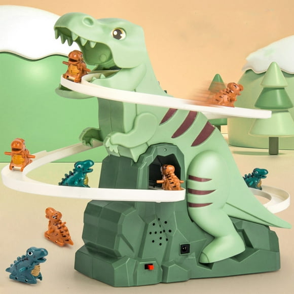 Cameland Children's dinosaur track toy puzzle dinosaur stair climbing track car assembly toy