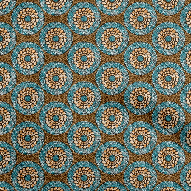 oneOone Cotton Flex Rust Brown Fabric Asian Mandala Sewing Material Print Fabric By The Yard 40 Inch Wide