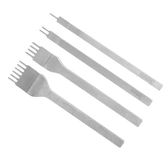 4 Pcs Leather Craft Tool Hole Punch Kit Leatherworking DIY Prong Round Hole Chisel