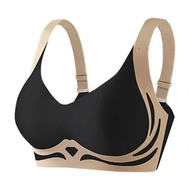 Utoimkio Smoothing Bra Wireless Push Up Bras for Women Color Block No Underwire Full Coverage Bra Comfy Bras for Women,Anti Sagging