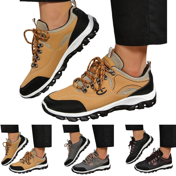 Modisza Walking Sneakers for Men Non Slip Lace Up Casual Sports Shoes Summer and Fall Work Running Athletic Shoe Black Size 7