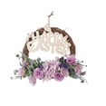 thumbnail image 2 of Plastic Easter Wreath, Holiday Wall Hanging With Spring-Inspired Styling, for Indoor Festive Display, Purple, 2 of 6