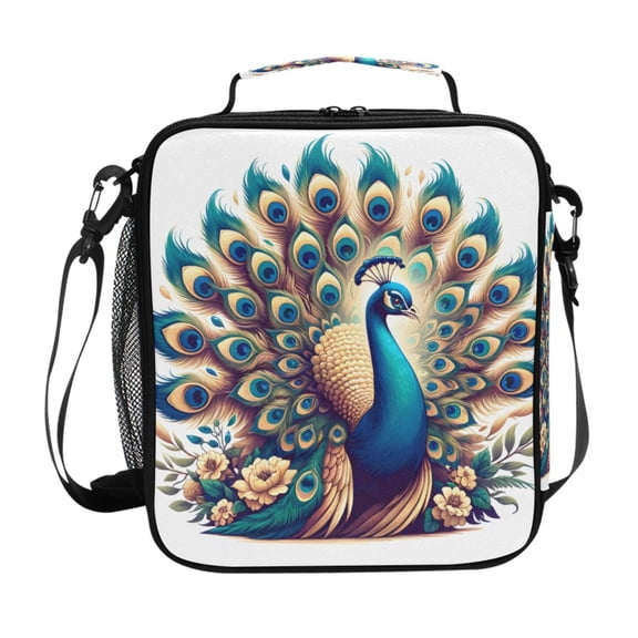 ALAZA A Beautiful Peacock Lunch Box Insulated Lunch Bag Reusable Thermal Cooler Tote School Picnic