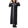 thumbnail image 2 of Mercatoo Girls Muslim Abaya Embroidery Hooded Long Sleeve Islami1 Ramadan Prayer Dress Kids Elegant Full Length Kaftan Robes, 2 of 8