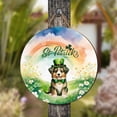 thumbnail image 4 of Happy St. Patrick’s Day Miniature American Shepherd with Green Hat Shamrocks Rainbow Round Wood Sign MAS Dog Lover Gifts Hanging Wall Home Decor - 03007, 4 of 5