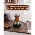 thumbnail image 4 of Pour Over Coffee Maker with Double-Layer Stainless Steel Filter, Pour Over Coffee Dripper with Leather Collar, Glass Coffee Carafe with Cork Lid for Hand Brewing, 4 of 4
