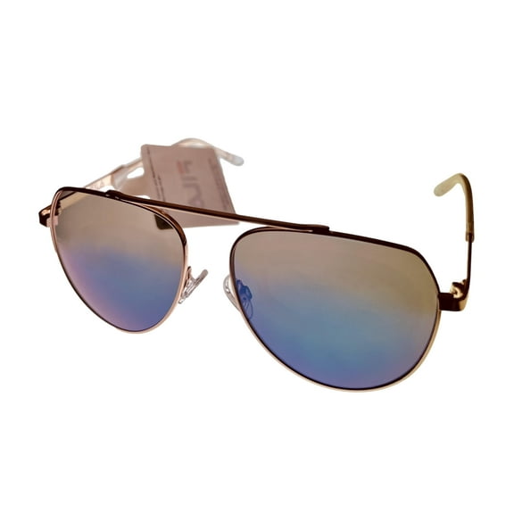 Fila Gunmetal Mens Gold Metal Aviator Sunglass, Blue Flash Lens SF1274. 0300