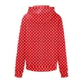 thumbnail image 3 of Women's Polka Dot Print Drawstring Hooded Sweatshirt with Pocket, Soft Breathable Long Sleeve Casual Pullover for Spring Autumn Streetwear, Beach Vacations and Daily Fashion Red XL, 3 of 6