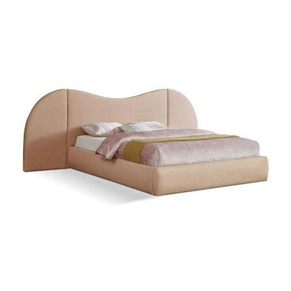 Meridian Furniture Everest Tan Linen Textured Fabric Queen Bed