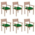thumbnail image 1 of vidaXL Stackable Garden Chairs with Cushions 6 pcs Solid Teak Wood, 1 of 5