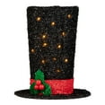 thumbnail image 5 of Northlight 9.25" Lighted Black Tinsel Top Hat Christmas Tree Topper, Clear Lights, 5 of 7