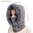 thumbnail image 4 of GRNSHTS Women Winter Hood Faux Fur Hat with Knitted Ski Mask Scarf Neck Warmer Fleece Lined Balaclava for Snow Outdoor Sports (Gray), 4 of 8