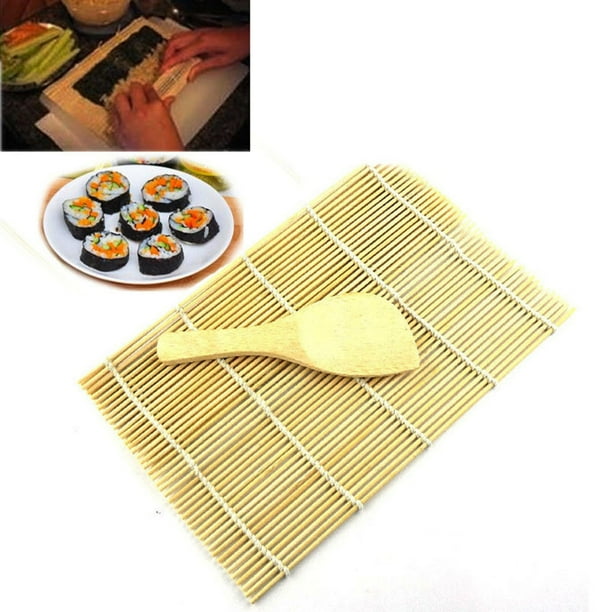 Máquina para Enrollar Sushi, Tapete Profesional para Maki, Paleta Antiadherente para Arroz, Fácil Preparación de Sushi, Esencial para La Cocina, Uso Versátil, Tamaño 24 X 24 Cm, Incluye Tape