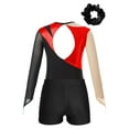 thumbnail image 6 of TiaoBug Girls Metallic Long Sleeve Gymnastics Leotard with Shorts Hair Dance Unitard Biketards Red 6, 6 of 7