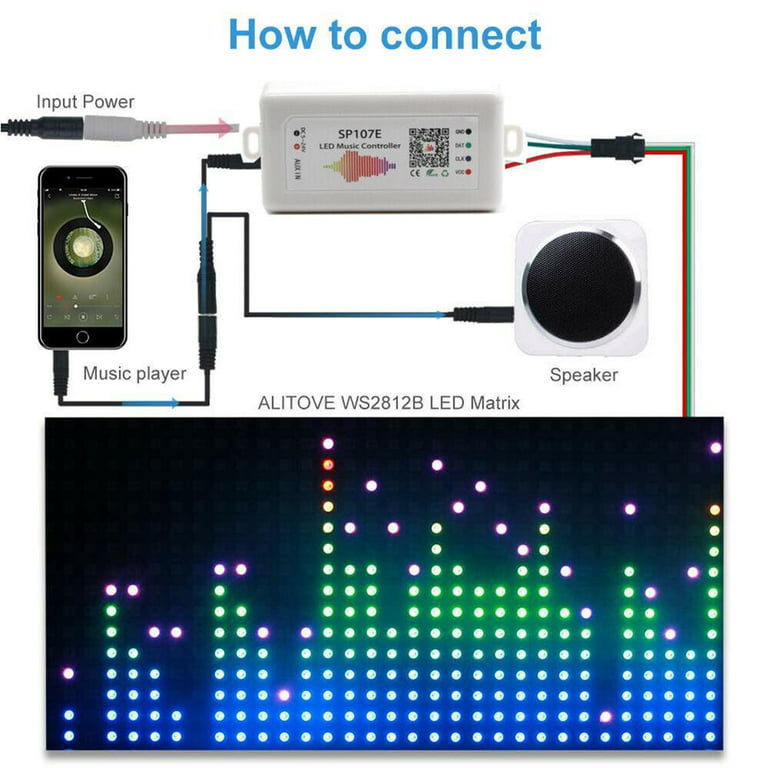 Sp107e Bluetooth Led Music Full Color Pixel Ic Spi Controllers By Smart Phone App For Ws2812b Ws2813 Sk6812 Led Strip M8K3 - Walmart.com