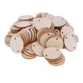 thumbnail image 5 of 100 Pieces Round Unfinished Wooden Shapes Blank Name Tags with two holes Christmas Tree Ornament for gift by diy Tags Craft Wedding Party Decoration 35mm, 5 of 9