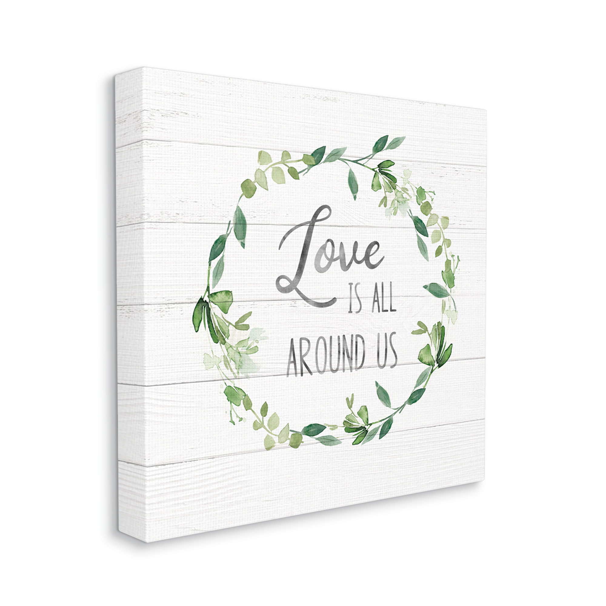 Stupell Industries Love All Around Us Plank Patterned Typography Graphic Art Gallery Wrapped Canvas Print Wall Art, Design by Carol Robinson