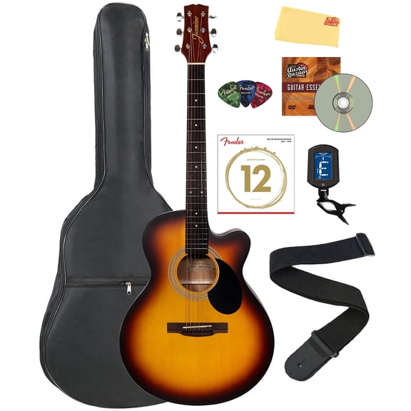 Jasmine S34C NEX Orchestra-Style Cutaway Acoustic Guitar - Sunburst w/ Gig Bag