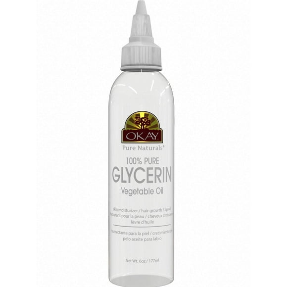Aceite vegetal de glicerina 100 % pura Okay - Limpiador natural para cabello, piel y rostro. Glicerina líquida para hidratar y humectar, ideal para mujeres y hombres. 177 ml (paquete de 1).