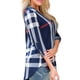 thumbnail image 3 of Camiseta con estampado a cuadros Mujer Otoño Manga 3/4 Blusa con cuello en V profundo Top suelto Vogacara AP000101-27B, 3 of 3