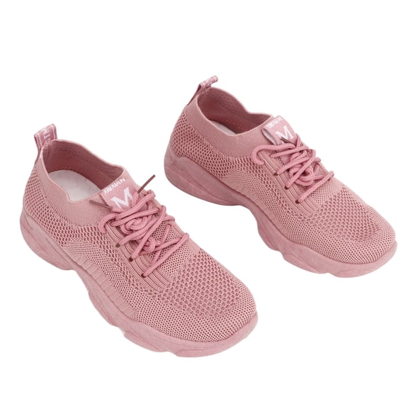 Zapatos deportivos con estilo, zapatillas de deporte de moda clásicas, cómodas y transpirables de punto para mujeres y niñas, color rosa, talla 38, color rosa