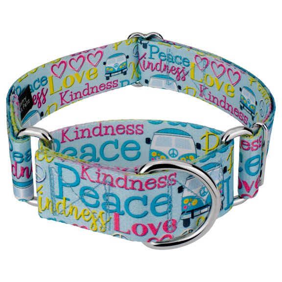 Country Brook Petz® 1 1/2 inch Love and Peace Martingale Dog Collar, Large