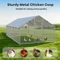 thumbnail image 3 of YOKWOK Heavy Duty Walk-in Chicken Coop, 19.7'Lx10'W Metal Poultry Run with Waterproof UV Cover, Climbing Frame, Large Chicken House for 10-15 Chickens, Outdoor Backyard Farm Use, Spire Roof, 3 of 7