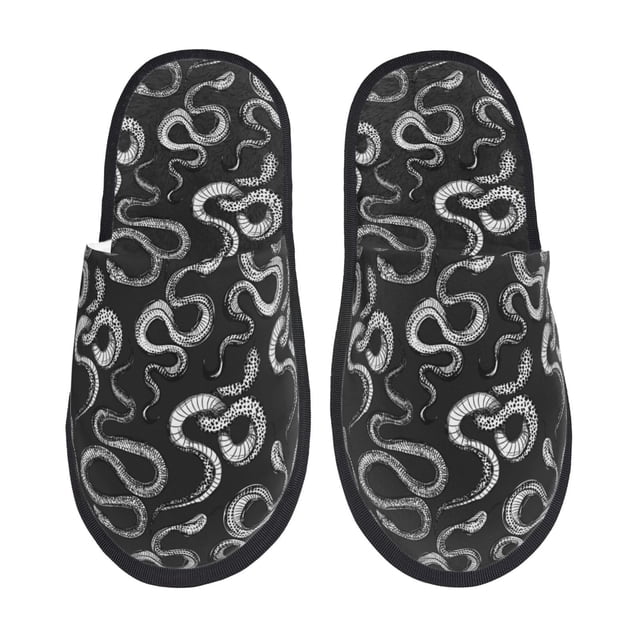 Fotbe Snake Pantuflas Peludas para Mujer con Estampado, Zapatillas de Peluche, Zapatos de Invierno para Casa, Uso Interior y Exterior-Large
