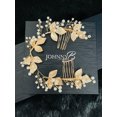 thumbnail image 1 of FREYA - GOLD LEAVES WITH PEARL SPRAYS DOUBLE HAIR COMBS IN GOLD, 1 of 5