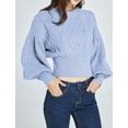 thumbnail image 2 of SSLR Womens Sweaters Oversized Crewneck Cropped Sweaters Long Lantern Sleeve Knitted Pullover Sweaters, 2 of 7