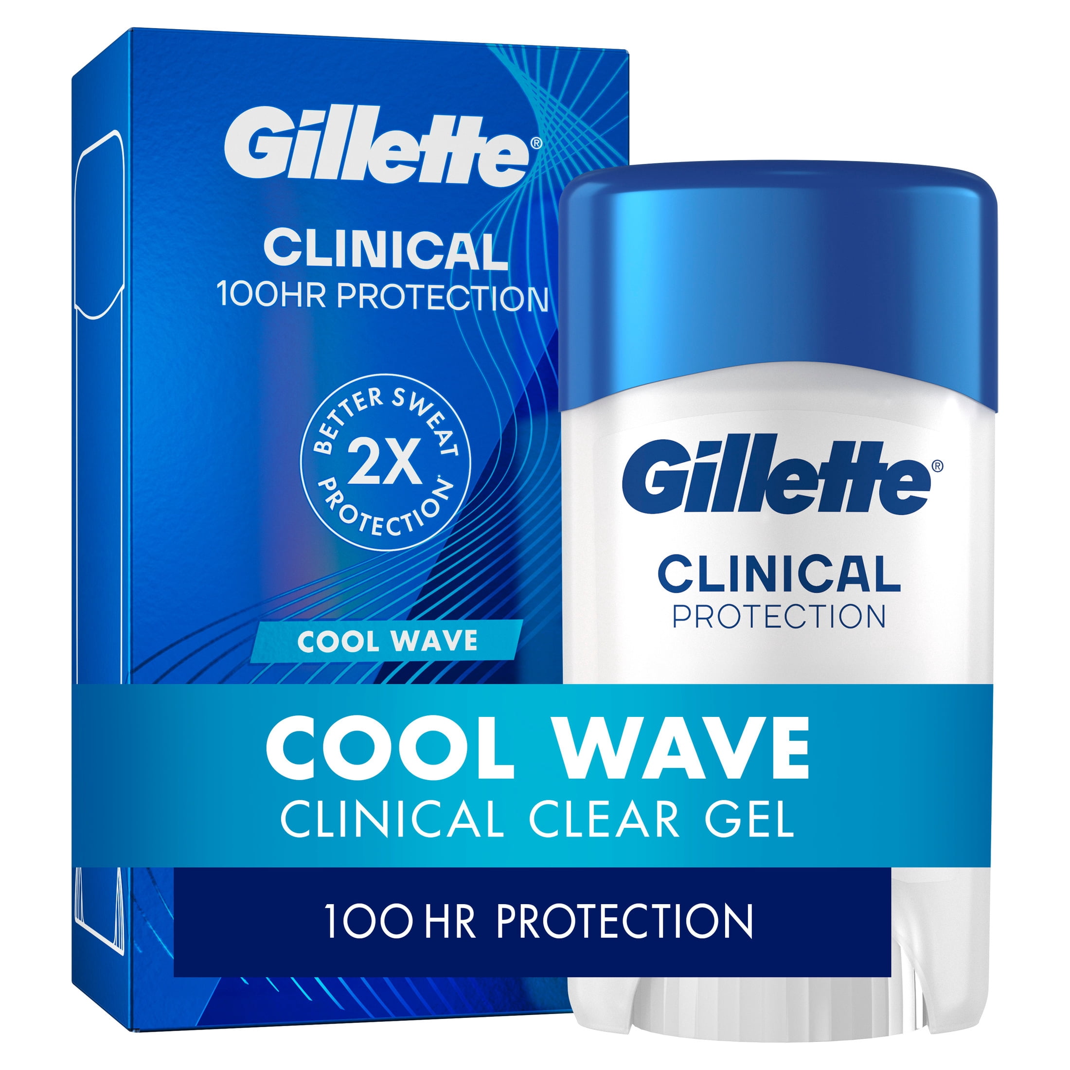 (2 pack) Gillette Clinical Protection Antiperspirant Deodorant for Men, Clear Gel, Cool Wave, 1.6oz