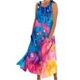 thumbnail image 2 of LSLJS Robe Longue Sans Manches en Coton et Lin à Col Rond Imprimée avec Poche, Robe d'Été de Plage, 2 of 5