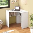 thumbnail image 3 of Costway Bureau d'Ordinateur en Forme de L avec Étagères de Rangement Étagère Ajustable pour Bureau à Domicile Blanc, 3 of 10